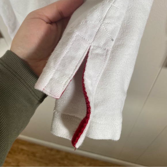 Tommy hilfigure White Polo rugby Shirt with Blue Accents size large long sleeve - Picture 5 of 9